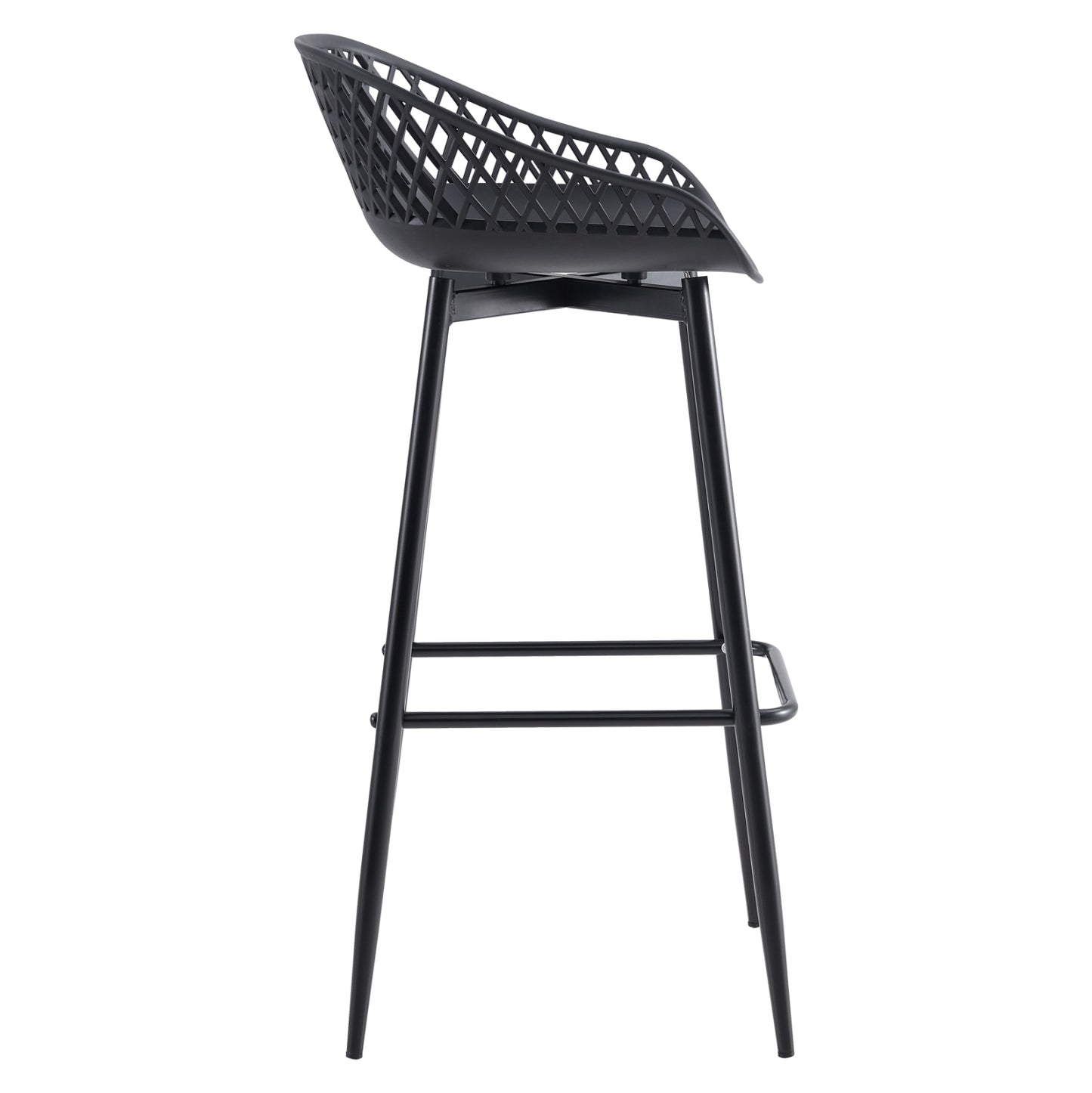 BAR STOOL AVAYA HM8686.12 BLACK POLYPROPYLENE AND BLACK METAL LEGS 45x45x97Hcm.