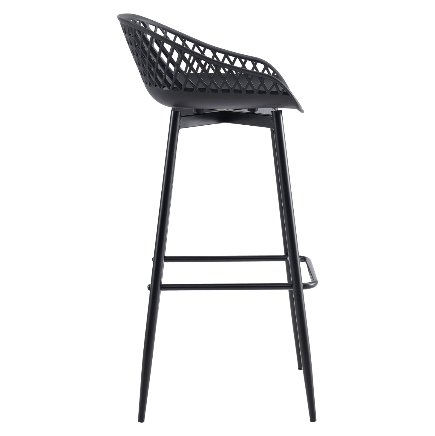 BAR STOOL AVAYA HM8686.12 BLACK POLYPROPYLENE AND BLACK METAL LEGS 45x45x97Hcm.