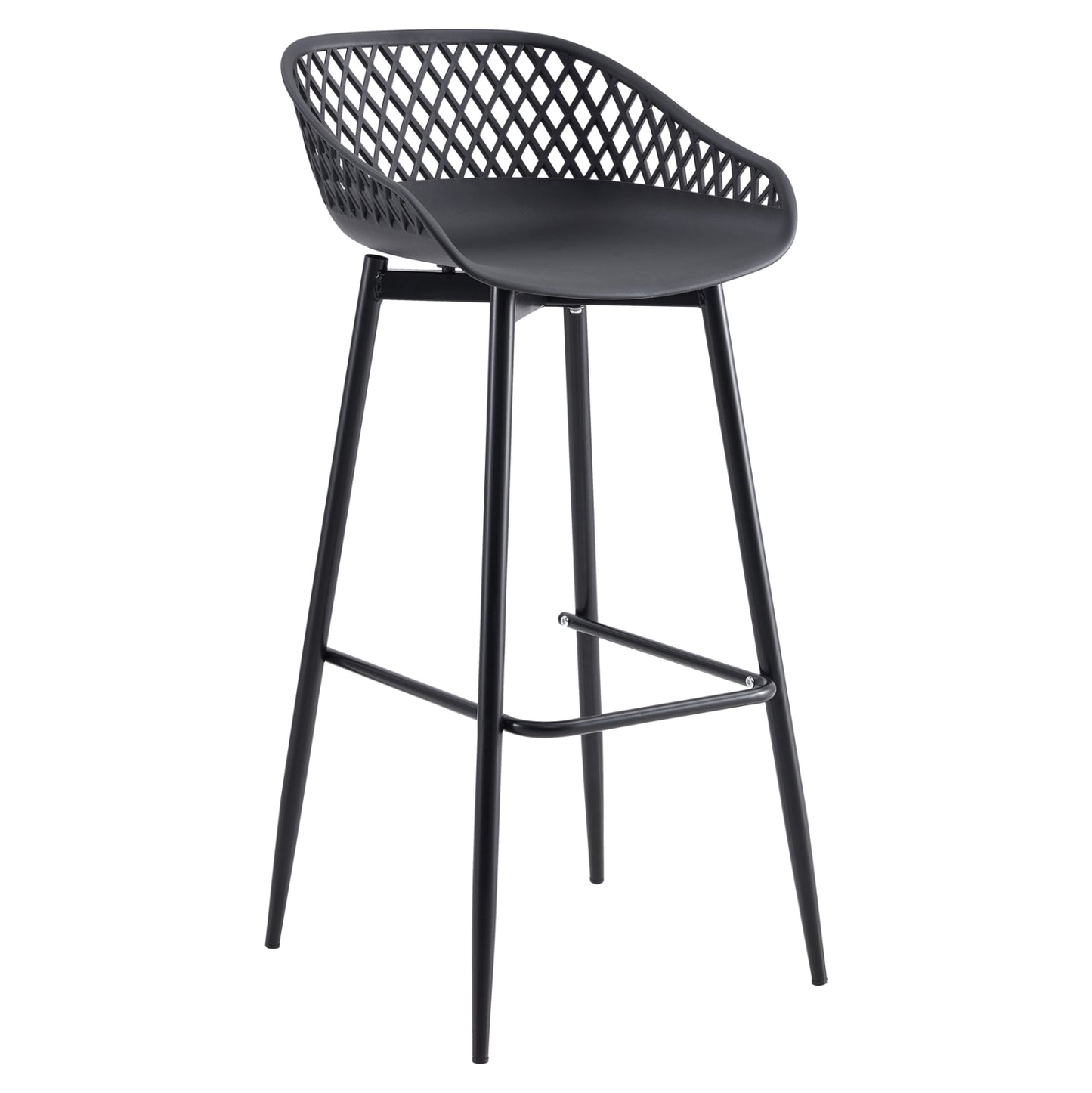 BAR STOOL AVAYA HM8686.12 BLACK POLYPROPYLENE AND BLACK METAL LEGS 45x45x97Hcm.