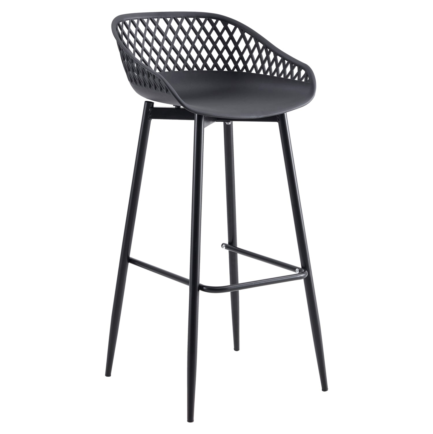 BAR STOOL AVAYA HM8686.12 BLACK POLYPROPYLENE AND BLACK METAL LEGS 45x45x97Hcm.