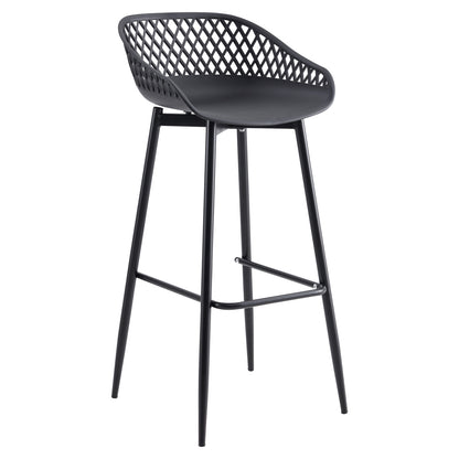BAR STOOL AVAYA HM8686.12 BLACK POLYPROPYLENE AND BLACK METAL LEGS 45x45x97Hcm.