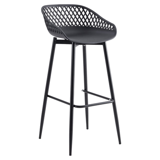 BAR STOOL AVAYA HM8686.12 BLACK POLYPROPYLENE AND BLACK METAL LEGS 45x45x97Hcm.
