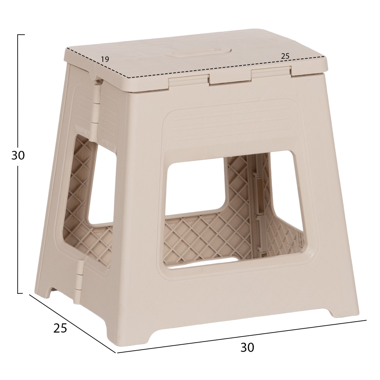 FOLDABLE POLYPROPYLENE STOOL SOLIS HM18392.02 CREAM WHITE 30x25x30Hcm.