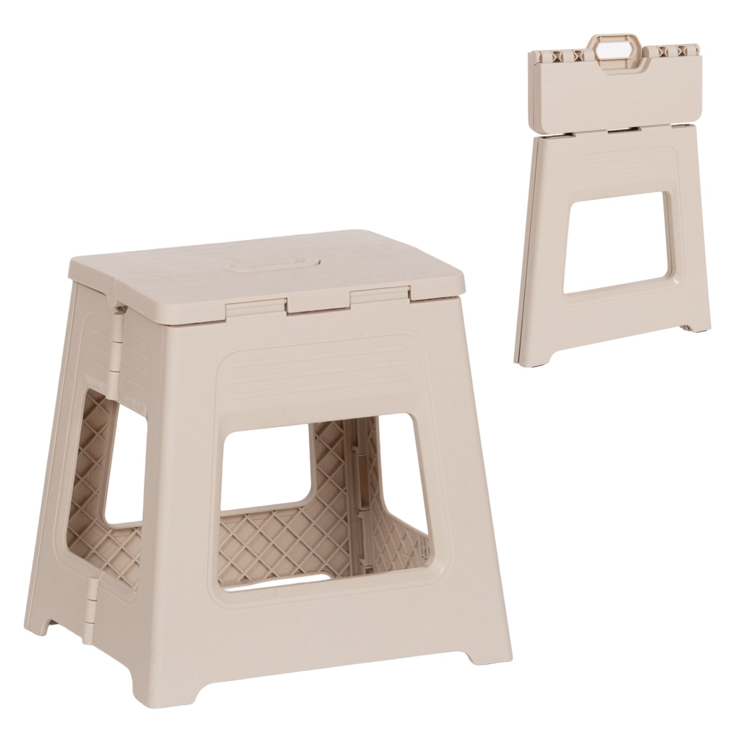 FOLDABLE POLYPROPYLENE STOOL SOLIS HM18392.02 CREAM WHITE 30x25x30Hcm.