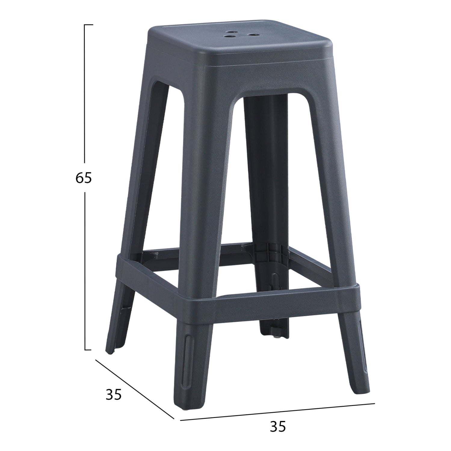 POLYPROPYLENE STOOL SQUARE ZEB HM6128.03 GREY 35x35x65Hcm.