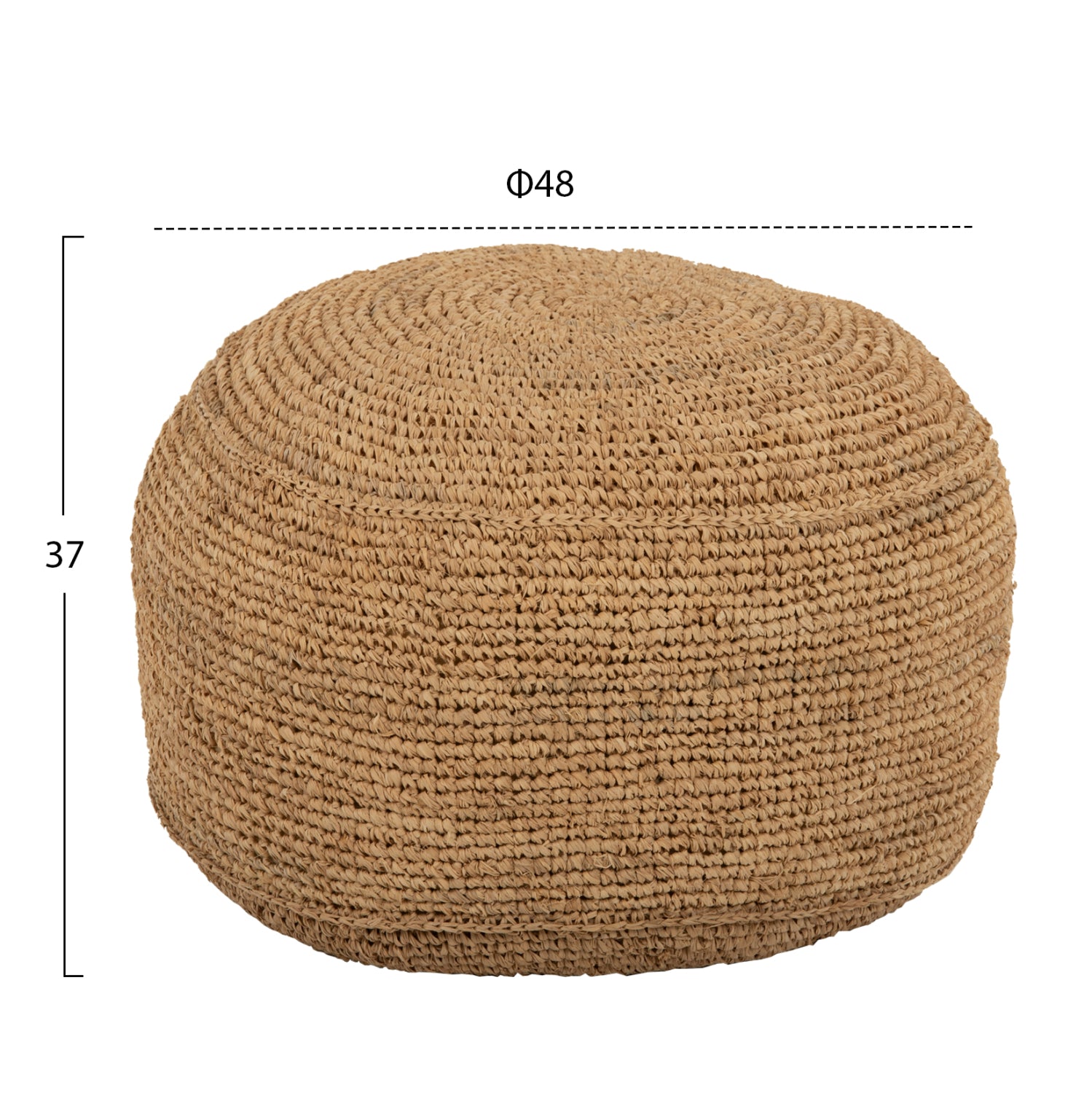 STOOL-POUF AONI HM7828 MADE OF DRIED PALM FIBERS IN NATURAL COLOR Φ48x37Hcm.