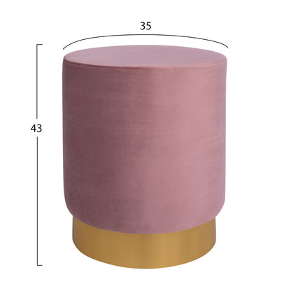 Velvet stool Levy HM8408.02 in rotten apple color with gold base ''35x43cm