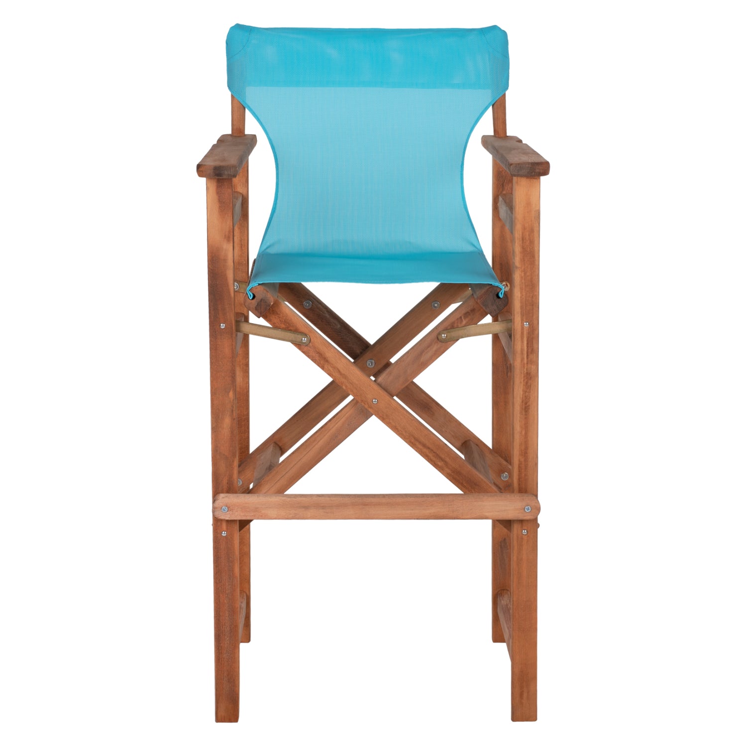 DIRECTOR'S BAR STOOL IN WALNUT WITH SKY-BLUE TEXTILENE HM10374.08 58x58x118Hcm.