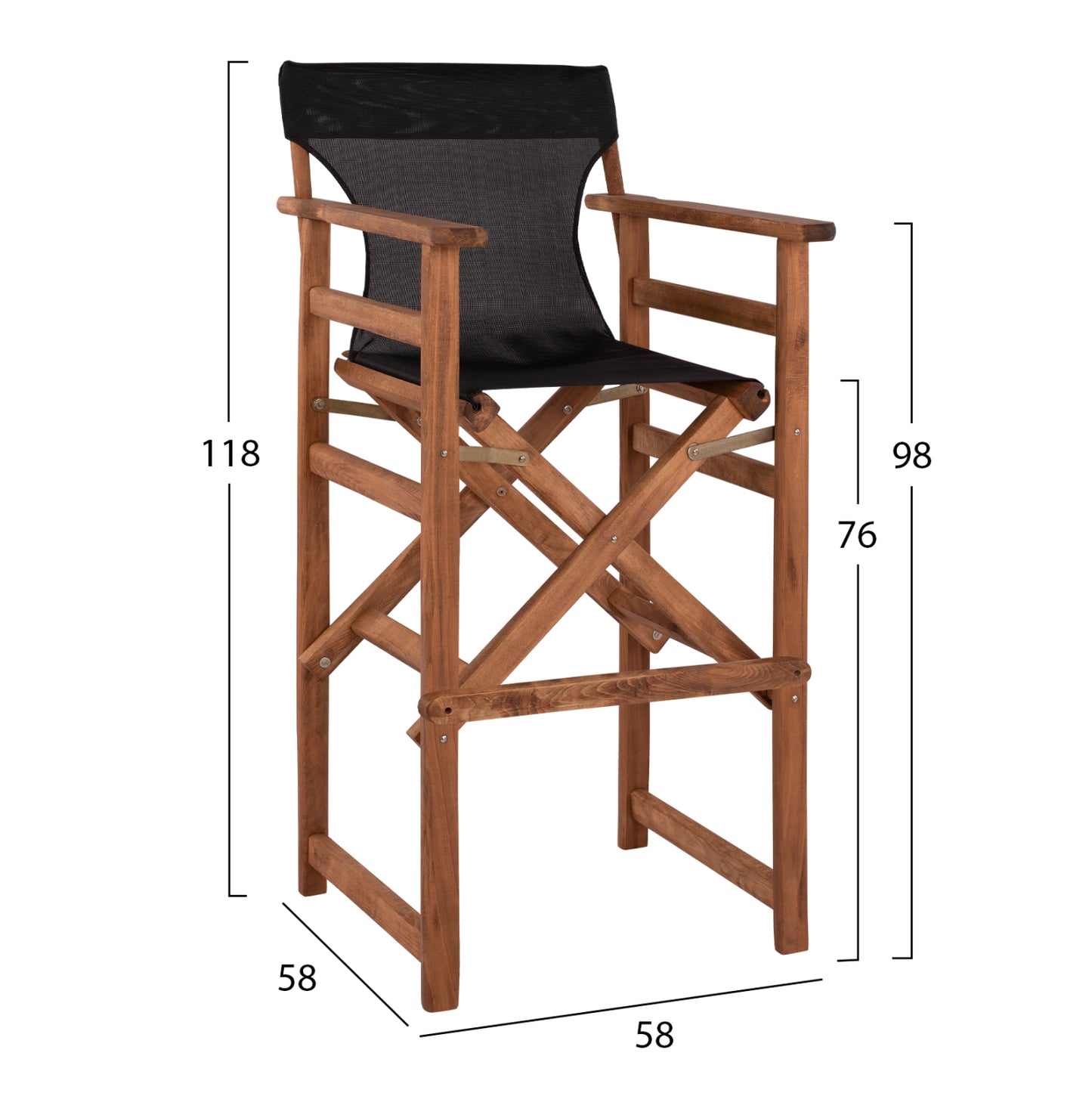 Stool Bar Director's Walnut with pillow pvc black HM10374.05