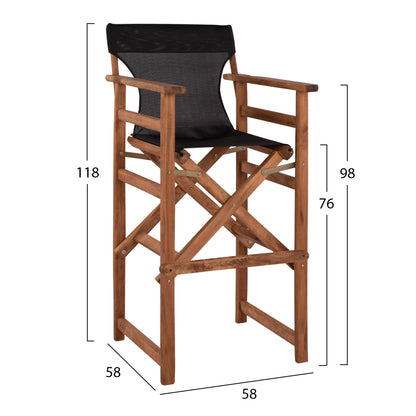 Stool Bar Director's Walnut with pillow pvc black HM10374.05