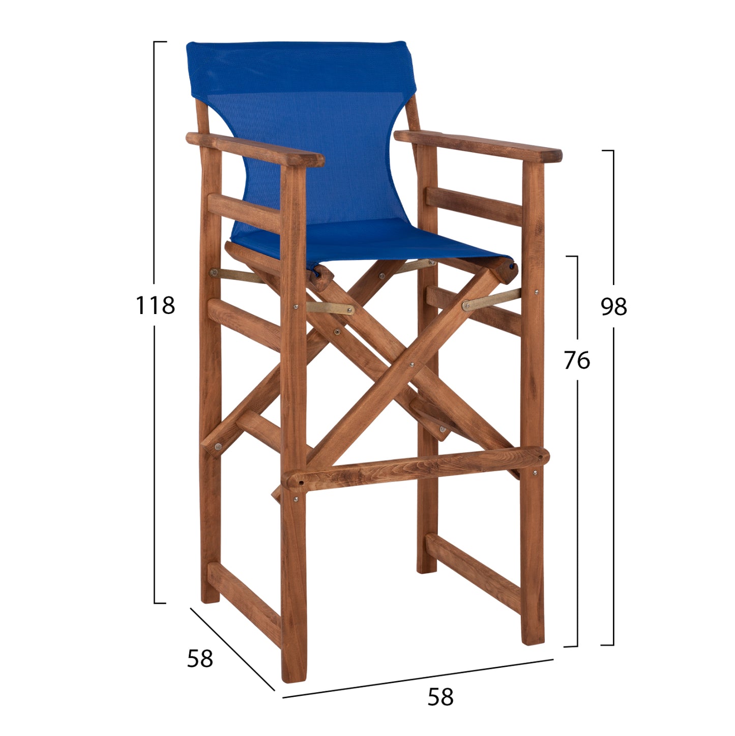 Stool Bar Director's Walnut with pillow pvc blue HM10374.01