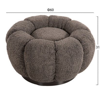 STOOL ROUND GRYMM HM9602.01 GREY BOUCLE-BLACK METAL BASE Φ60x31Hcm.