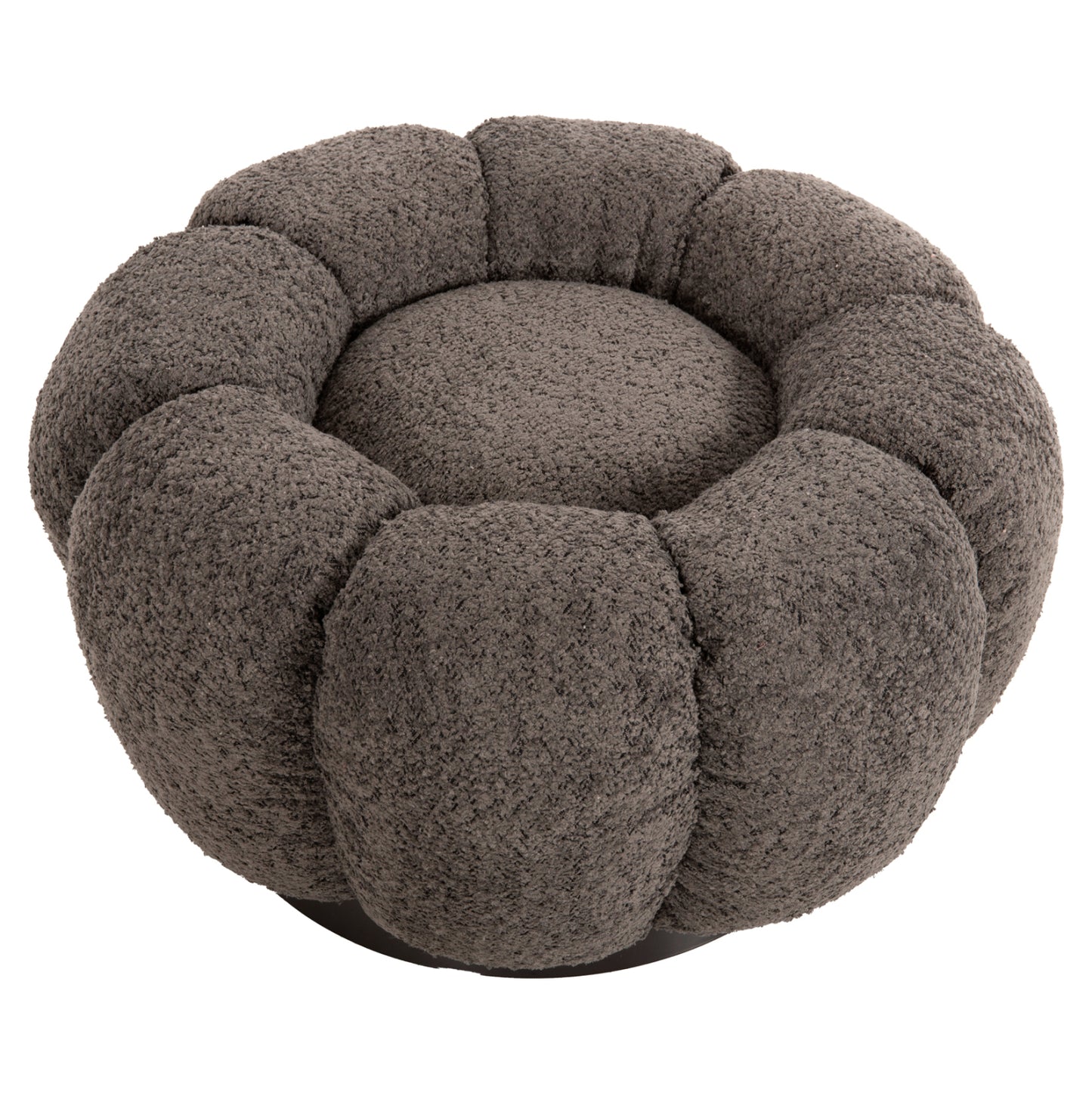 STOOL ROUND GRYMM HM9602.01 GREY BOUCLE-BLACK METAL BASE Φ60x31Hcm.