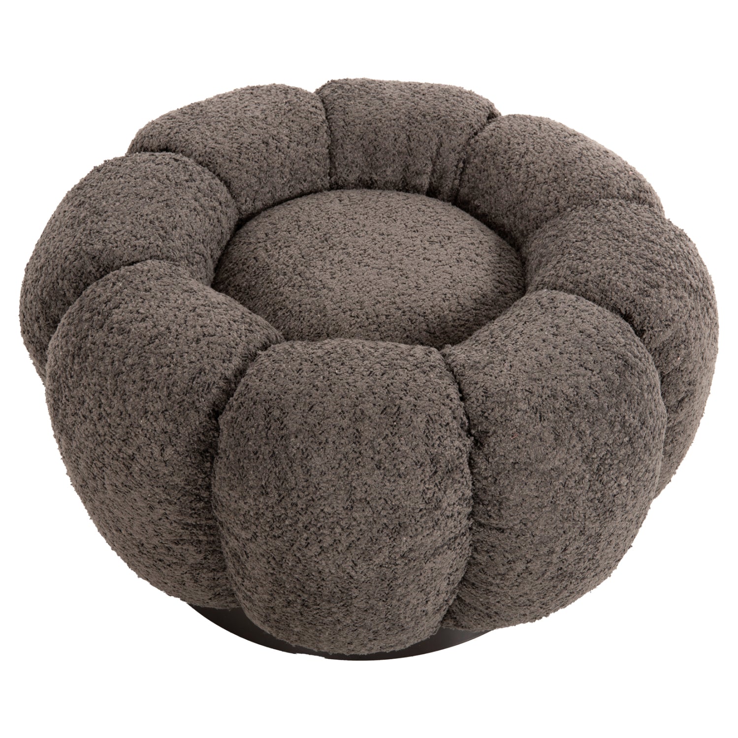 STOOL ROUND GRYMM HM9602.01 GREY BOUCLE-BLACK METAL BASE Φ60x31Hcm.