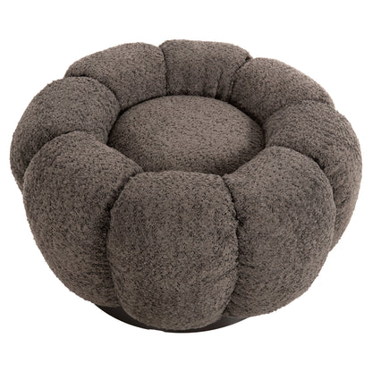 STOOL ROUND GRYMM HM9602.01 GREY BOUCLE-BLACK METAL BASE Φ60x31Hcm.