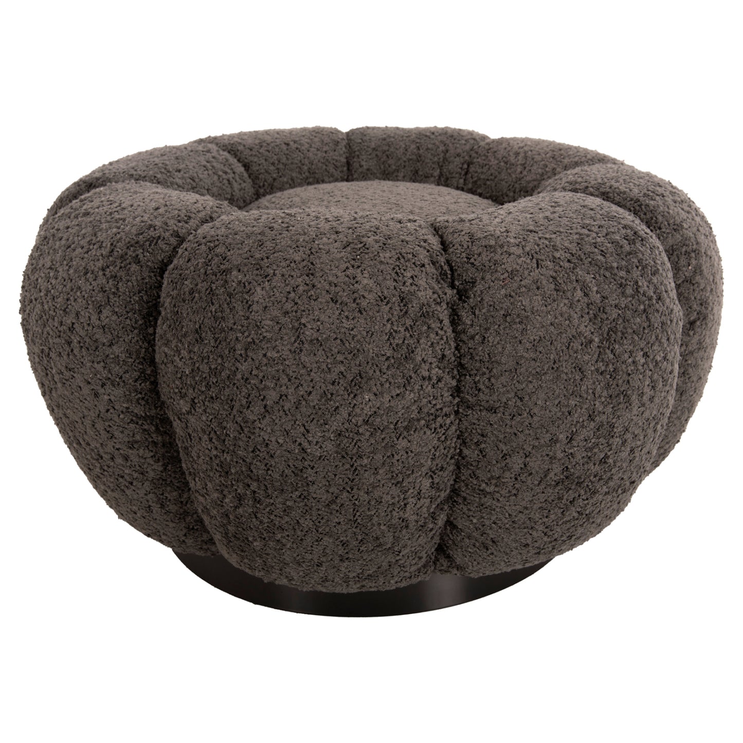 STOOL ROUND GRYMM HM9602.01 GREY BOUCLE-BLACK METAL BASE Φ60x31Hcm.