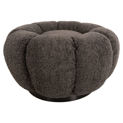 STOOL ROUND GRYMM HM9602.01 GREY BOUCLE-BLACK METAL BASE Φ60x31Hcm.
