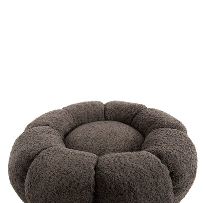 STOOL ROUND GRYMM HM9602.01 GREY BOUCLE-BLACK METAL BASE Φ60x31Hcm.
