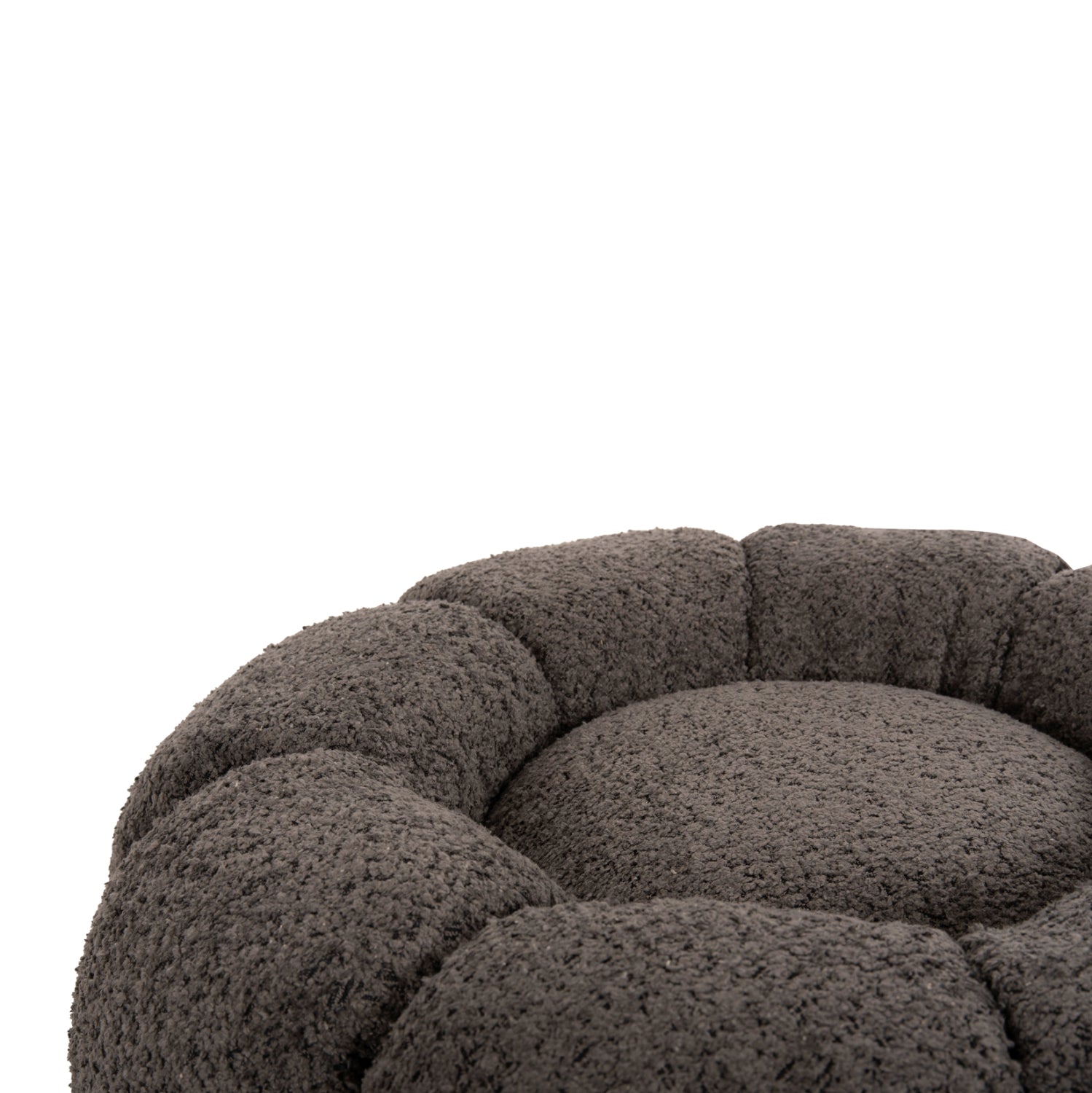 STOOL ROUND GRYMM HM9602.01 GREY BOUCLE-BLACK METAL BASE Φ60x31Hcm.