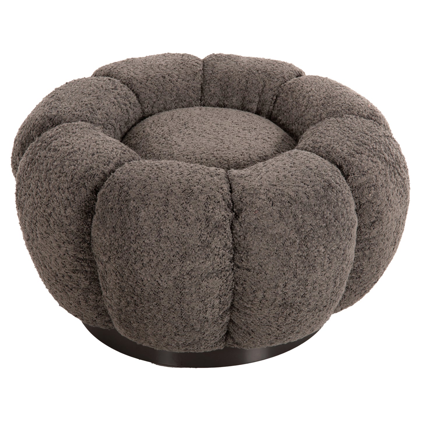 STOOL ROUND GRYMM HM9602.01 GREY BOUCLE-BLACK METAL BASE Φ60x31Hcm.