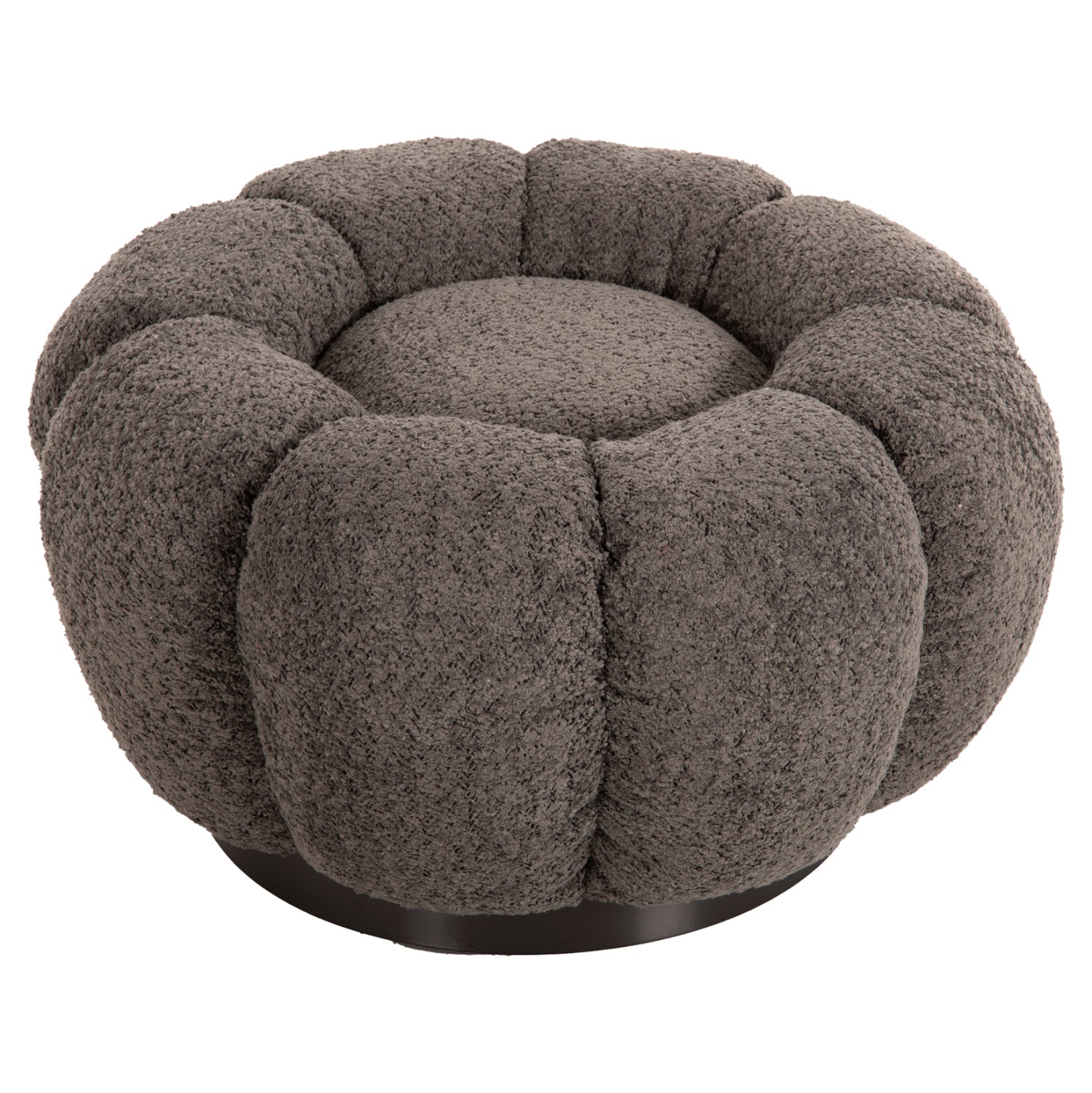 STOOL ROUND GRYMM HM9602.01 GREY BOUCLE-BLACK METAL BASE Φ60x31Hcm.