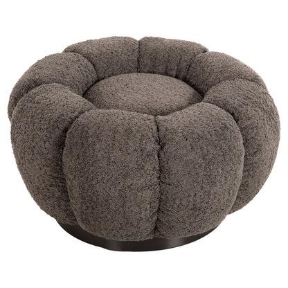 STOOL ROUND GRYMM HM9602.01 GREY BOUCLE-BLACK METAL BASE Φ60x31Hcm.