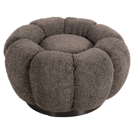 STOOL ROUND GRYMM HM9602.01 GREY BOUCLE-BLACK METAL BASE Φ60x31Hcm.