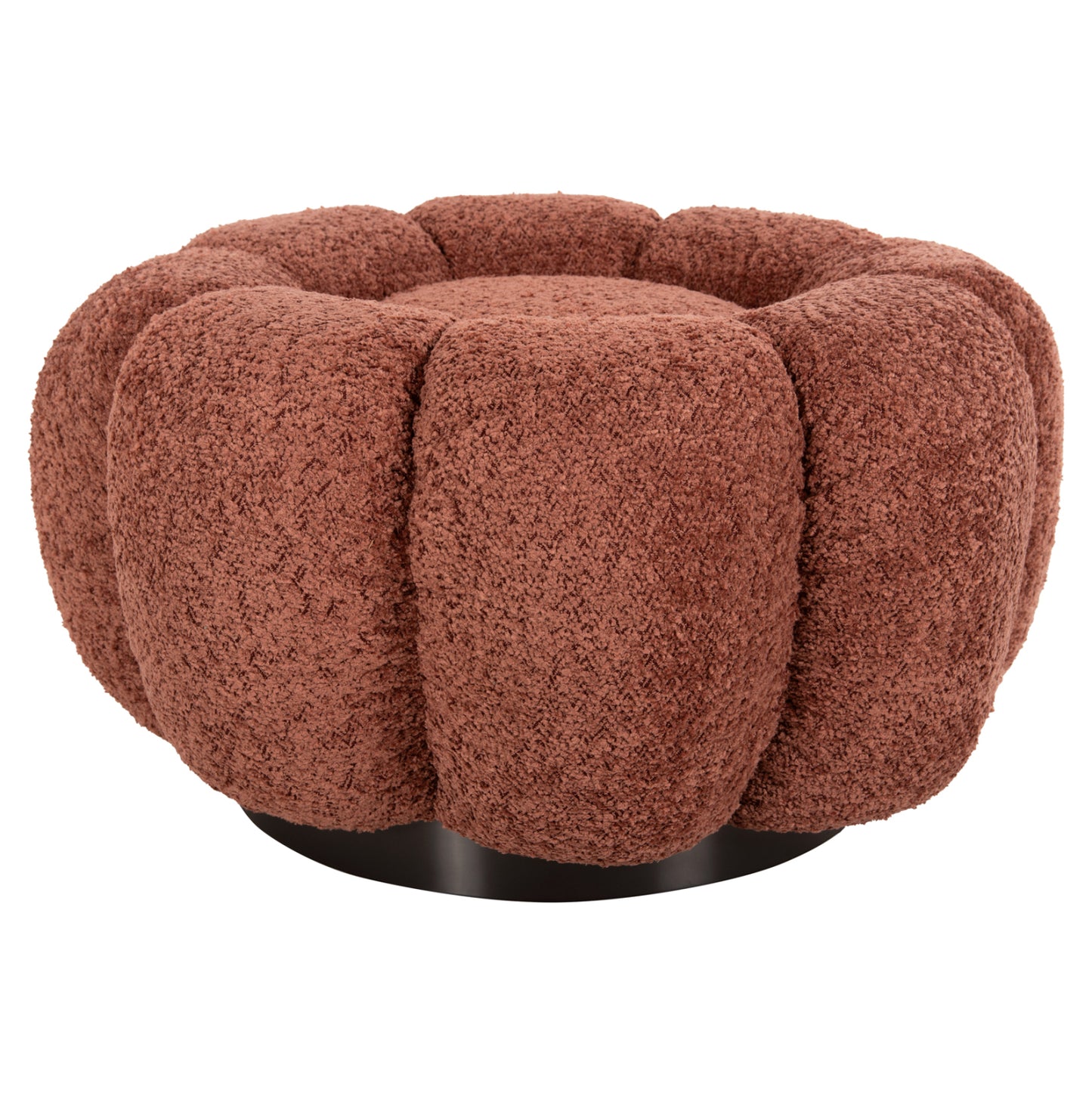 STOOL ROUND GRYMM HM9602.02 PINK BOUCLE-BLACK METAL BASE Φ60x31Hcm.