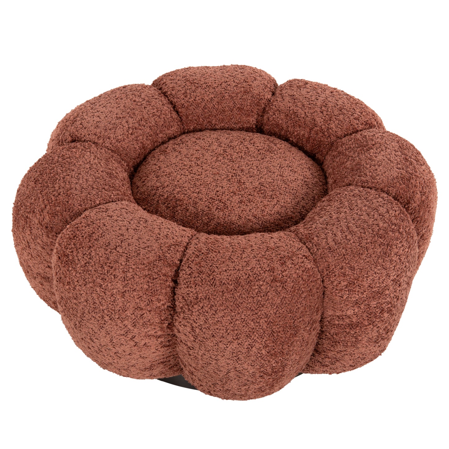 STOOL ROUND GRYMM HM9602.02 PINK BOUCLE-BLACK METAL BASE Φ60x31Hcm.