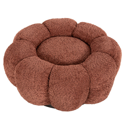 STOOL ROUND GRYMM HM9602.02 PINK BOUCLE-BLACK METAL BASE Φ60x31Hcm.