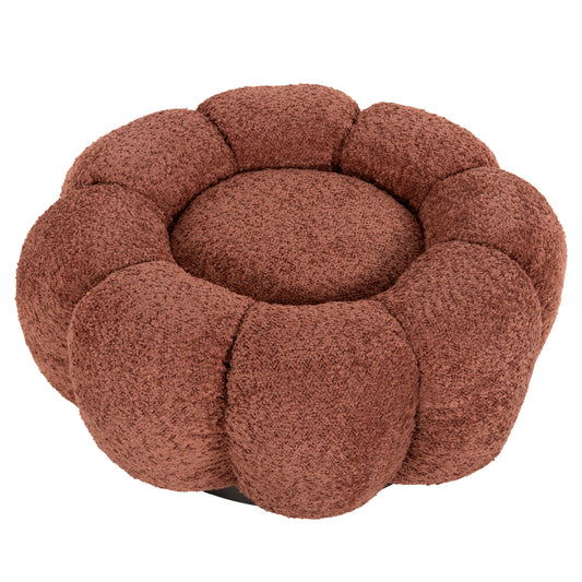 STOOL ROUND GRYMM HM9602.02 PINK BOUCLE-BLACK METAL BASE Φ60x31Hcm.