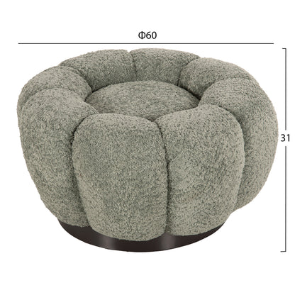 STOOL ROUND GRYMM HM9602.05 PISTACHIO GREEN BOUCLE-BLACK METAL BASE Φ60x31Hcm.