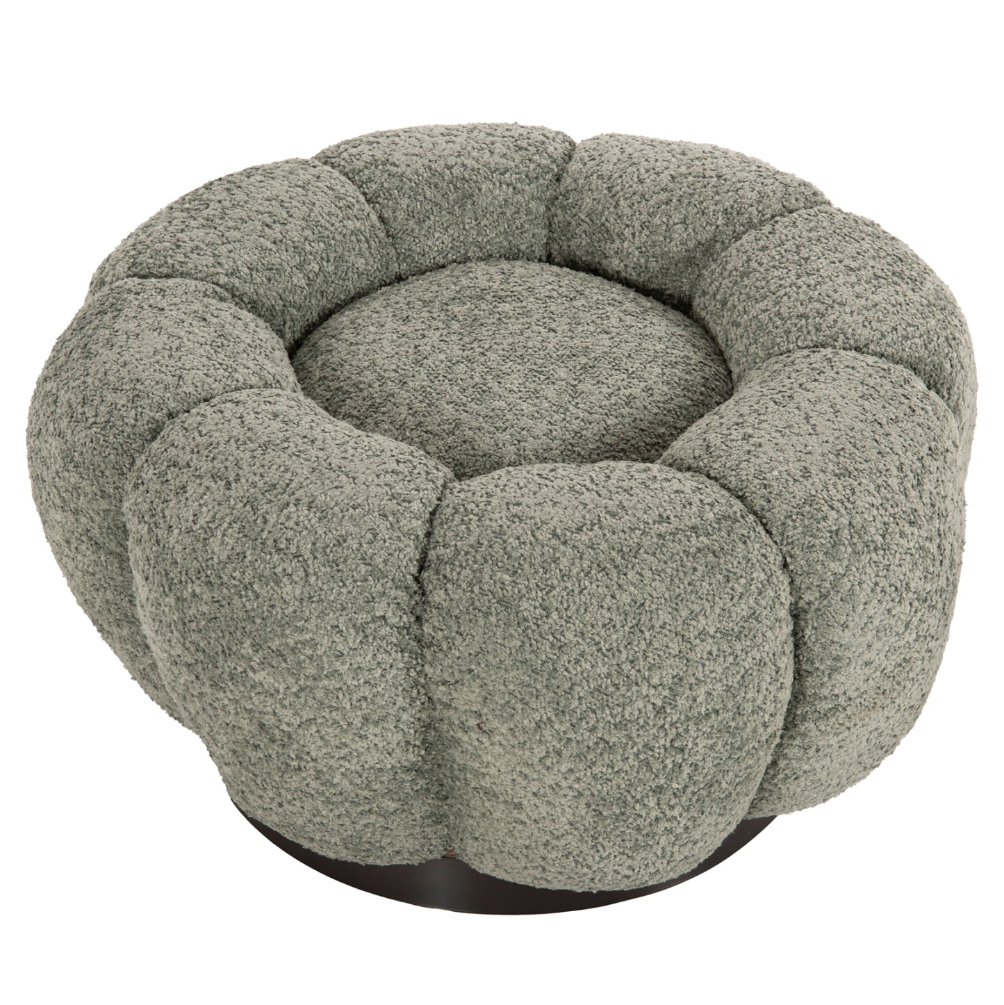 STOOL ROUND GRYMM HM9602.05 PISTACHIO GREEN BOUCLE-BLACK METAL BASE Φ60x31Hcm.