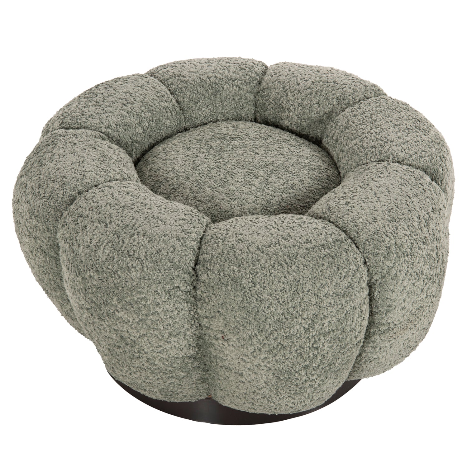 STOOL ROUND GRYMM HM9602.05 PISTACHIO GREEN BOUCLE-BLACK METAL BASE Φ60x31Hcm.