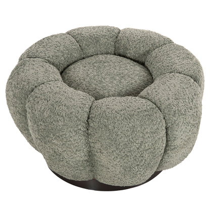 STOOL ROUND GRYMM HM9602.05 PISTACHIO GREEN BOUCLE-BLACK METAL BASE Φ60x31Hcm.