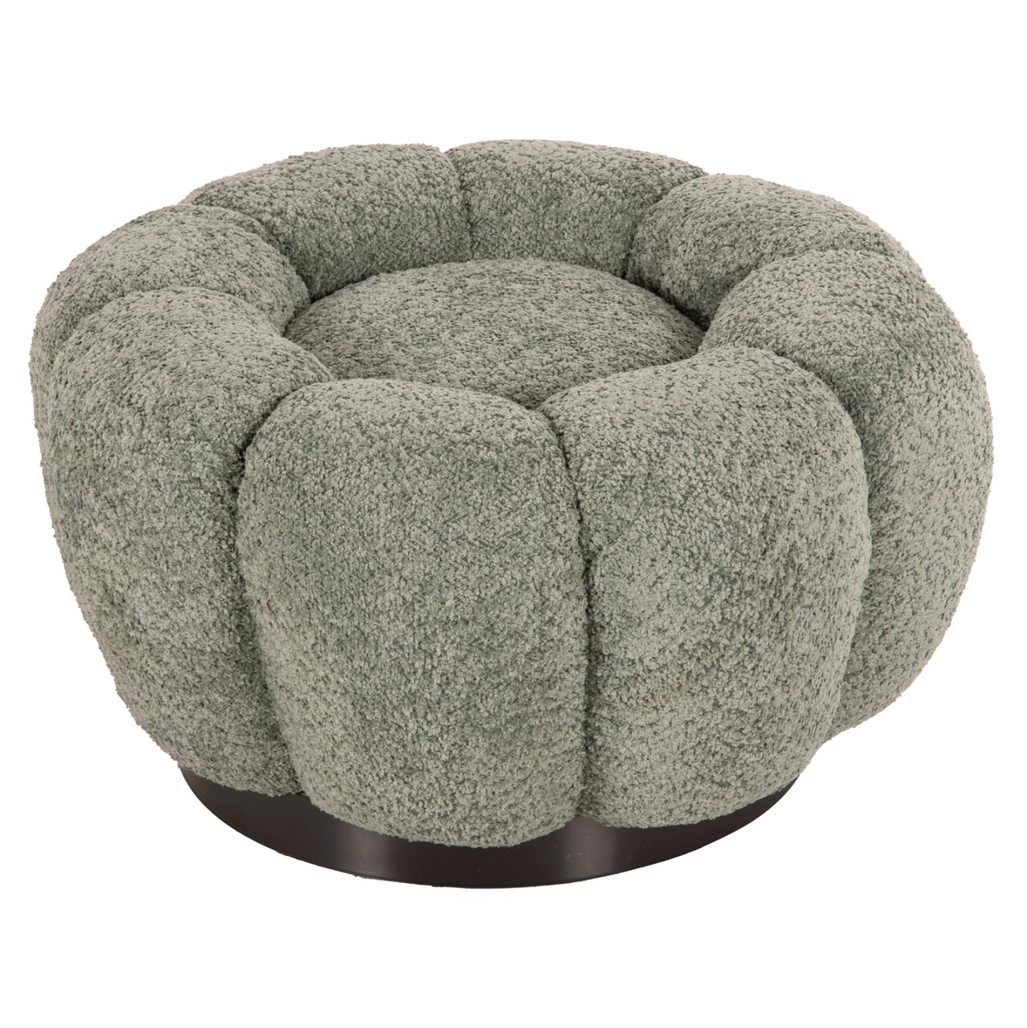 STOOL ROUND GRYMM HM9602.05 PISTACHIO GREEN BOUCLE-BLACK METAL BASE Φ60x31Hcm.