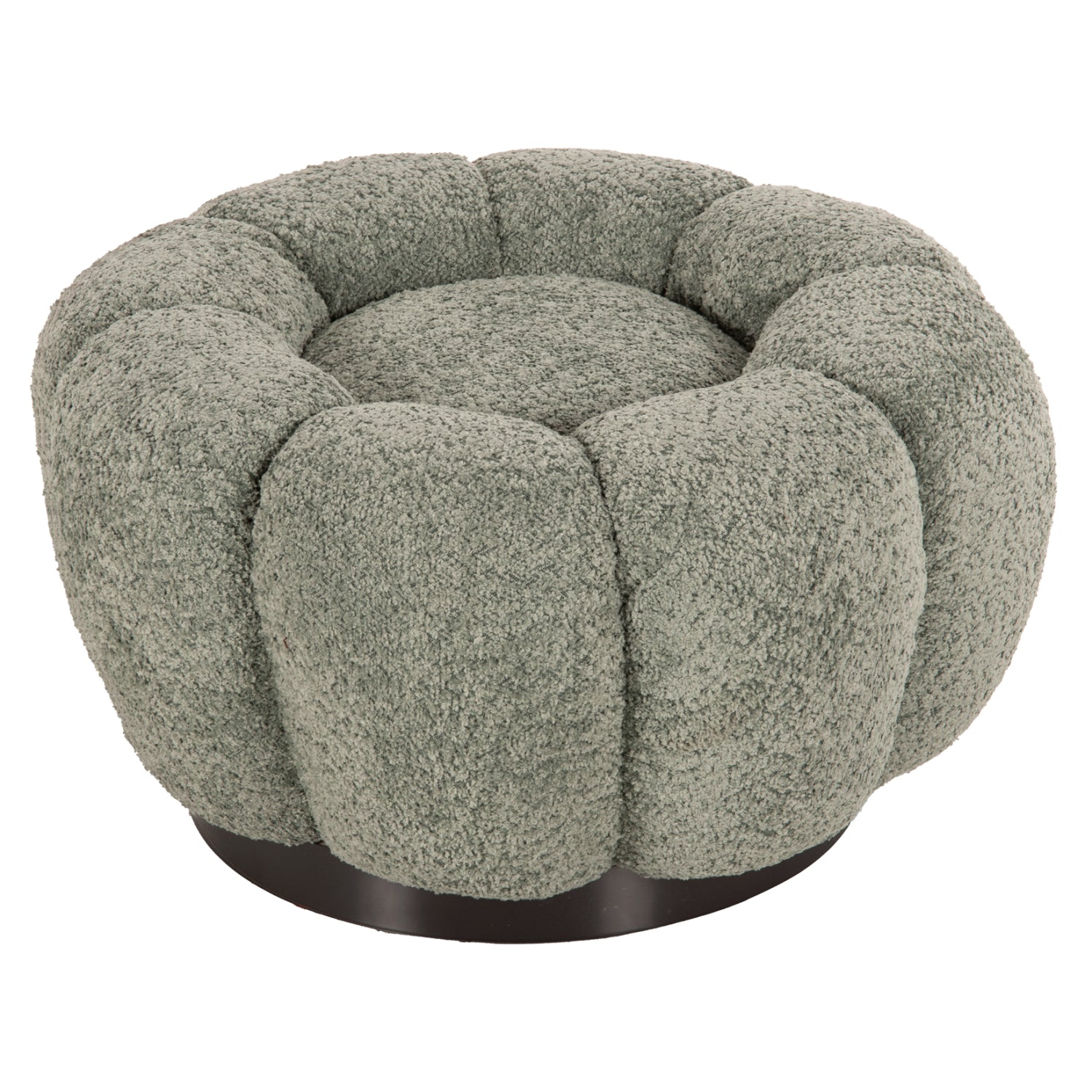 STOOL ROUND GRYMM HM9602.05 PISTACHIO GREEN BOUCLE-BLACK METAL BASE Φ60x31Hcm.