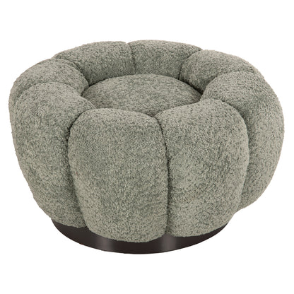 STOOL ROUND GRYMM HM9602.05 PISTACHIO GREEN BOUCLE-BLACK METAL BASE Φ60x31Hcm.
