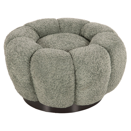 STOOL ROUND GRYMM HM9602.05 PISTACHIO GREEN BOUCLE-BLACK METAL BASE Φ60x31Hcm.