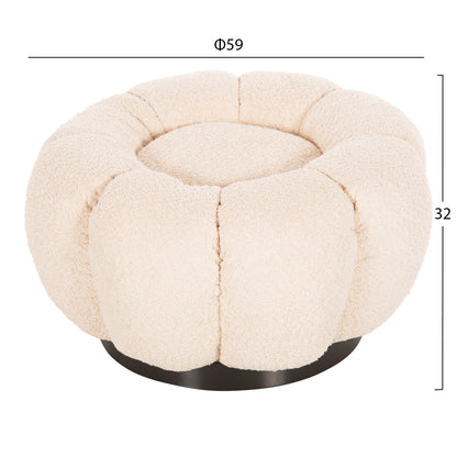 STOOL ROUND GRYMM HM9602.06 ECRU BOUCLE-BLACK METAL BASE Φ60x31Hcm.