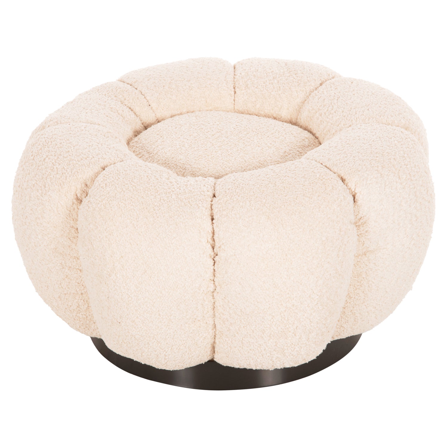 STOOL ROUND GRYMM HM9602.06 ECRU BOUCLE-BLACK METAL BASE Φ60x31Hcm.