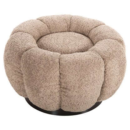 STOOL ROUND GRYMM HM9602.08 BEIGE BOUCLE-BLACK METAL BASE Φ60x31Hcm.