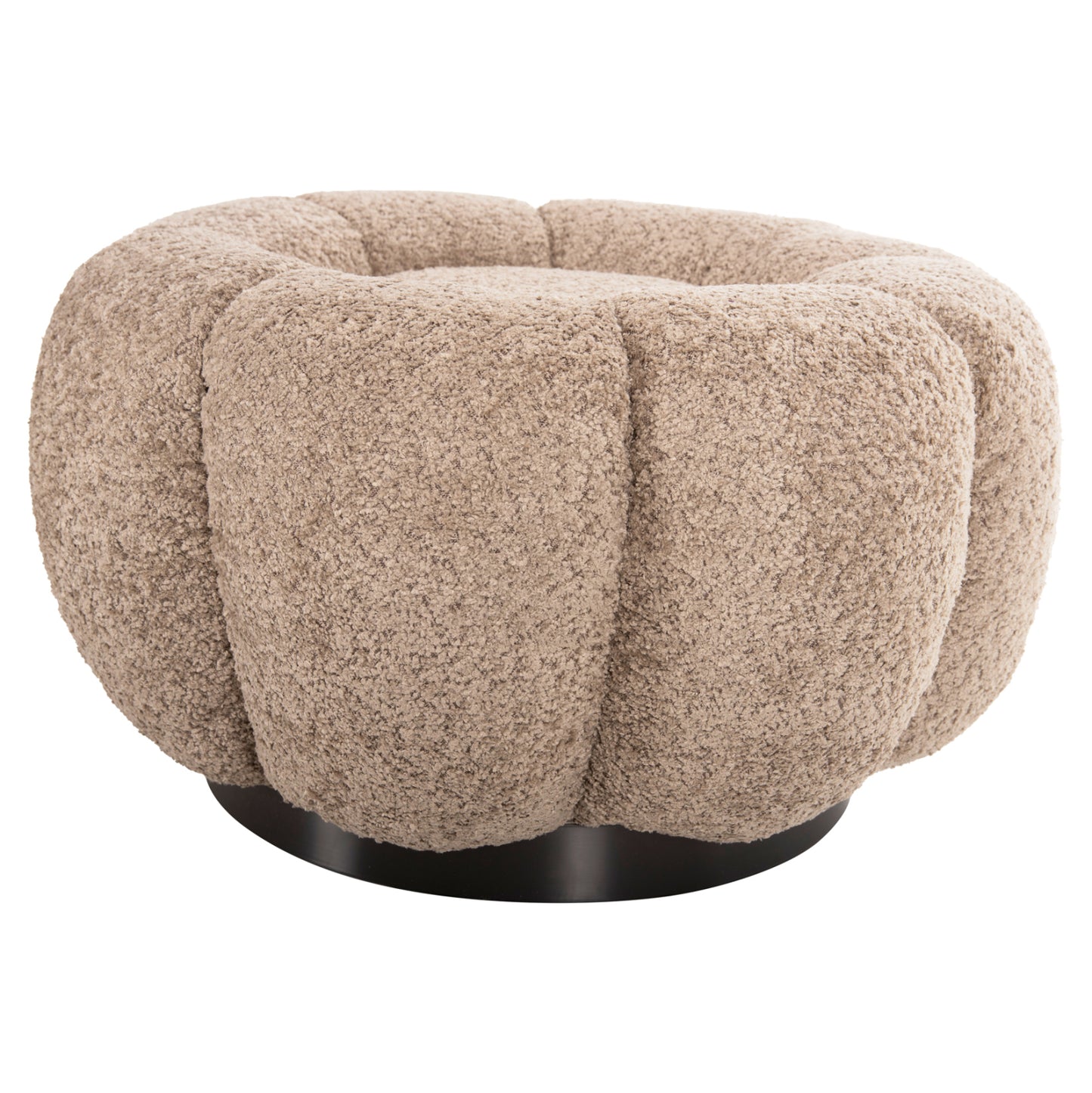 STOOL ROUND GRYMM HM9602.08 BEIGE BOUCLE-BLACK METAL BASE Φ60x31Hcm.