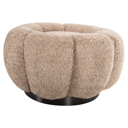 STOOL ROUND GRYMM HM9602.08 BEIGE BOUCLE-BLACK METAL BASE Φ60x31Hcm.