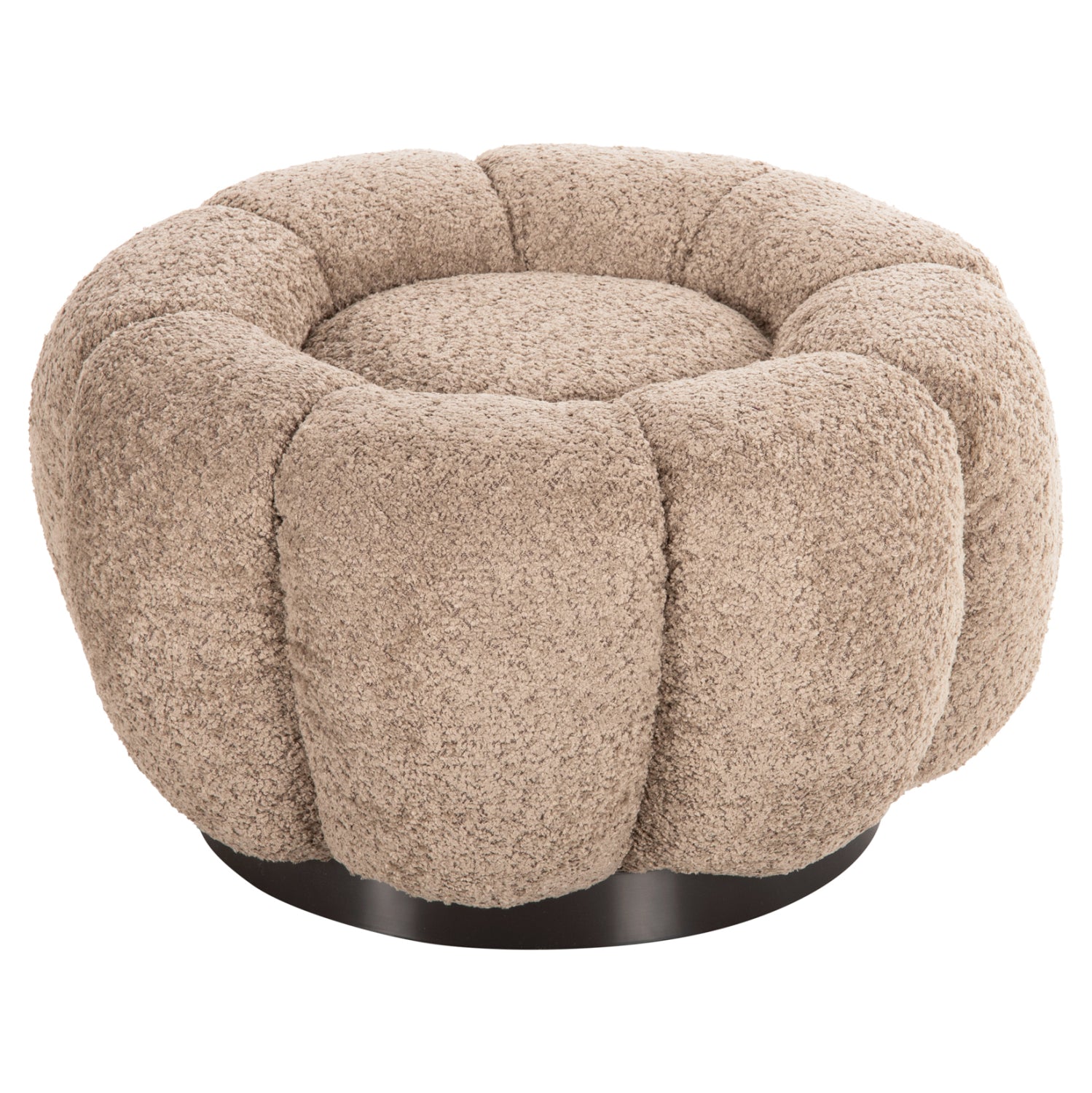 STOOL ROUND GRYMM HM9602.08 BEIGE BOUCLE-BLACK METAL BASE Φ60x31Hcm.