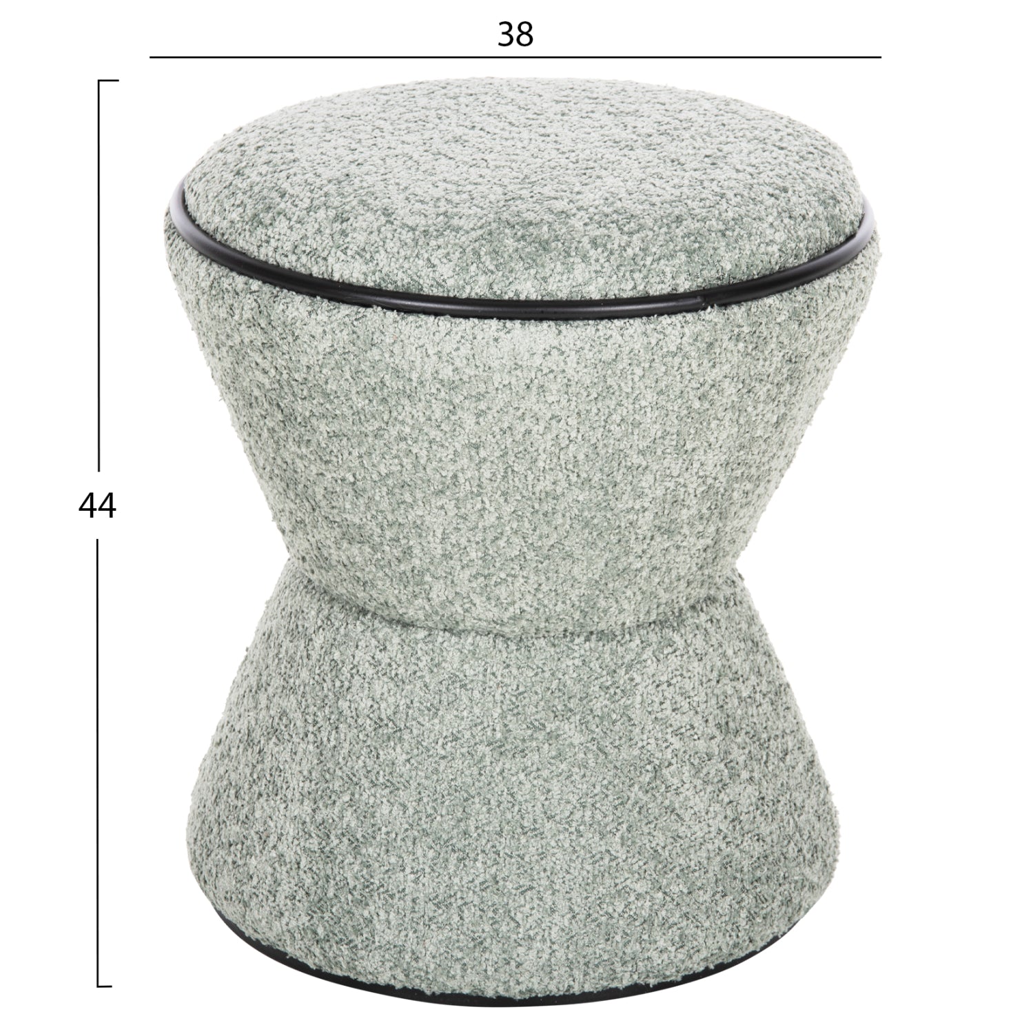 STOOL ROUND LINNER HM9604.05 BOUCLE FABRIC PISTACHIO GREEN-BLACK DETAIL D38x44 cm.