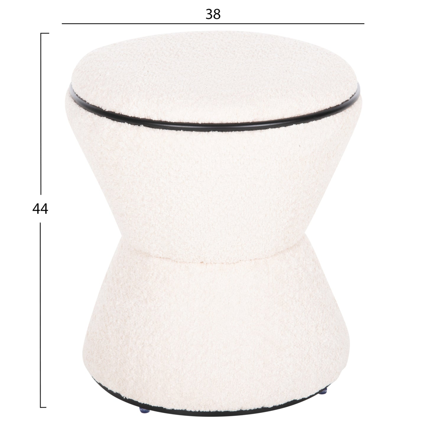 STOOL ROUND LINNER HM9604.06 BOUCLE FABRIC ECRU-BLACK DETAIL D38x44 cm.