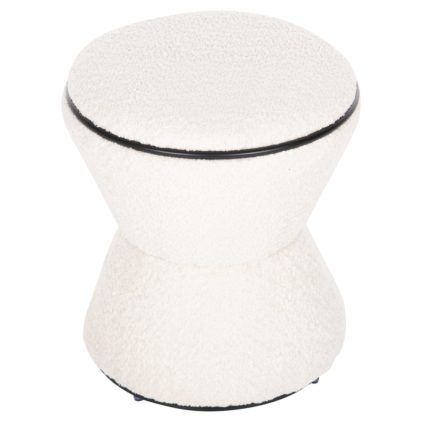 STOOL ROUND LINNER HM9604.06 BOUCLE FABRIC ECRU-BLACK DETAIL D38x44 cm.