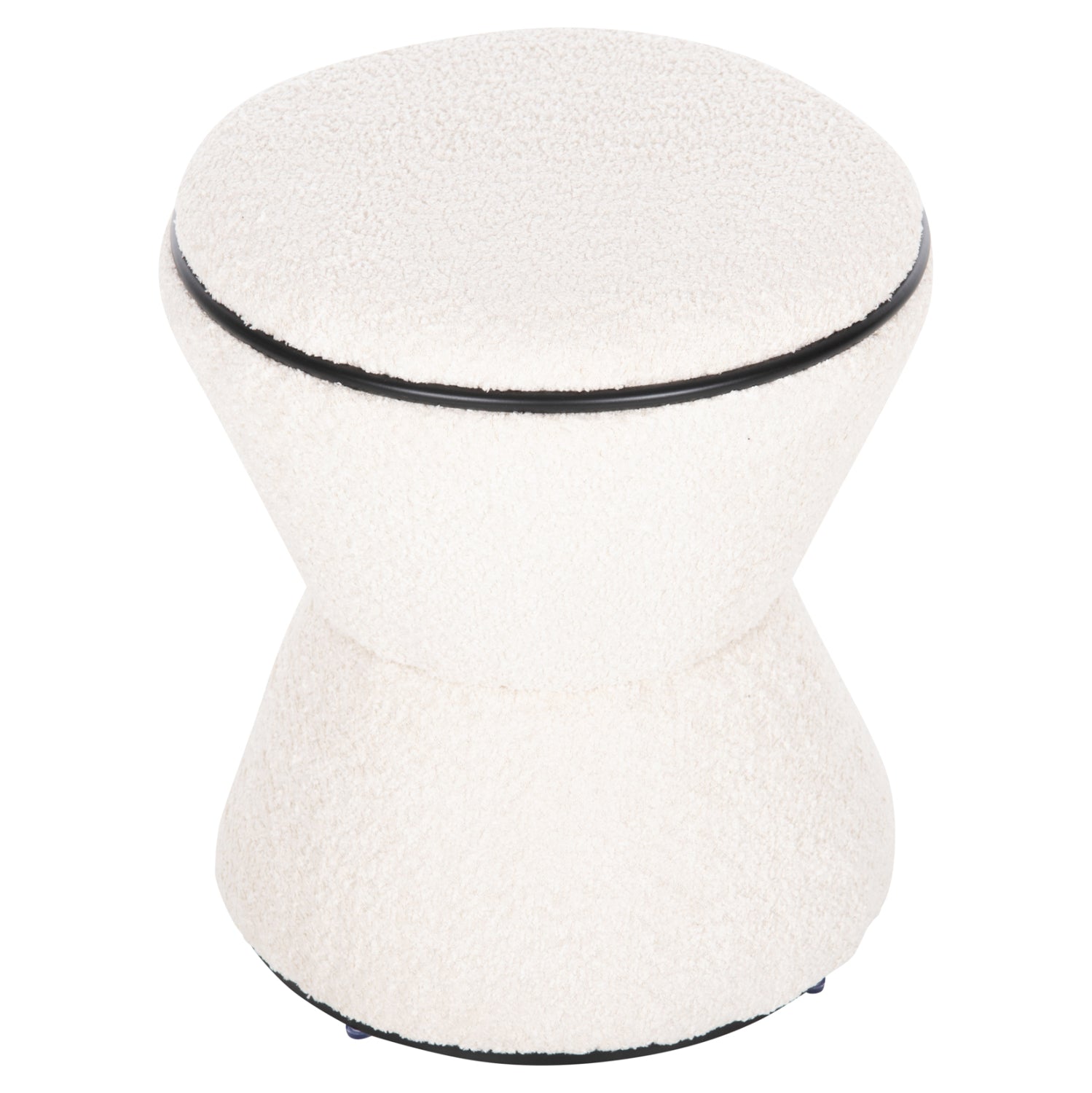 STOOL ROUND LINNER HM9604.06 BOUCLE FABRIC ECRU-BLACK DETAIL D38x44 cm.