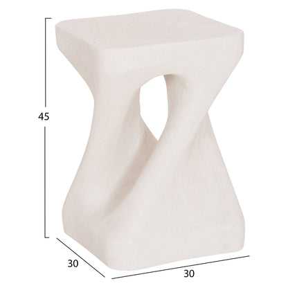 SQUARE STOOL SANTORINI HM18337 POLYRESIN--OFF WHITE 30x30x45Hcm.